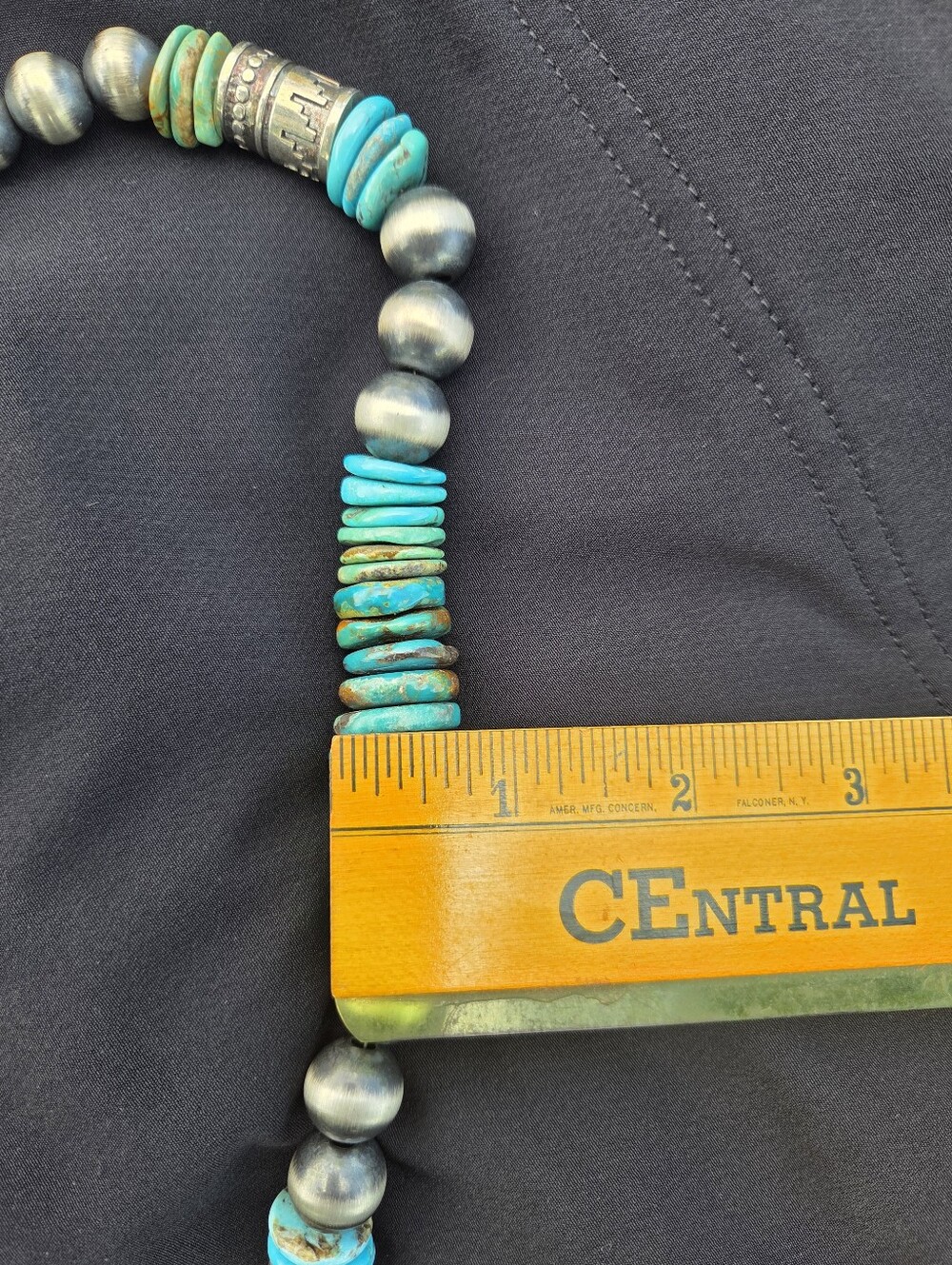Kingman Turquoise And Sterling Pearls 32" Necklace - Picture 7 of 10